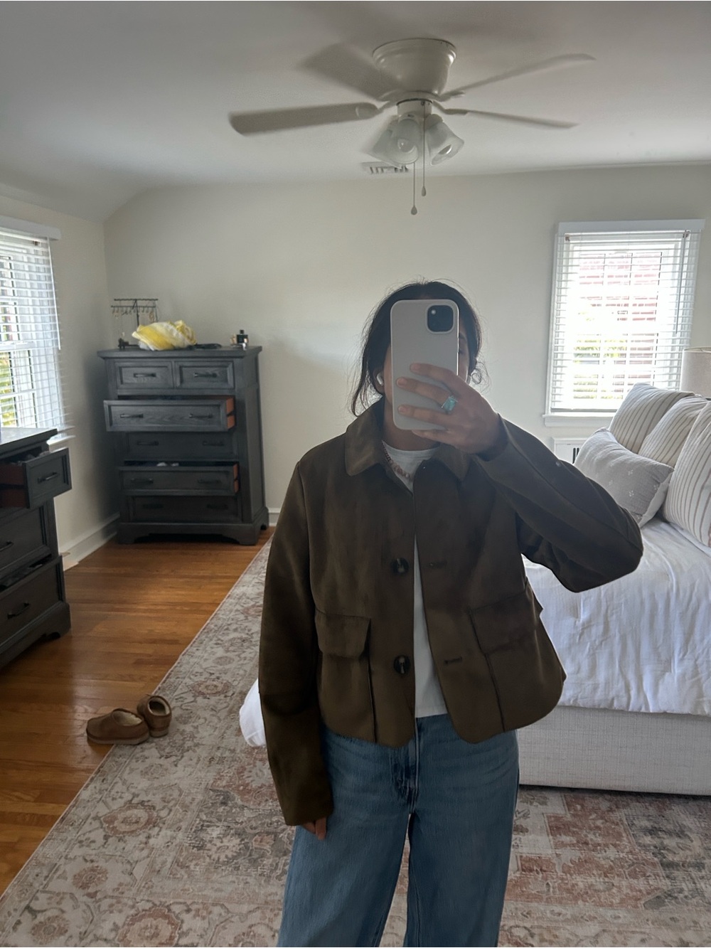 Zara faux suede cropped jacket